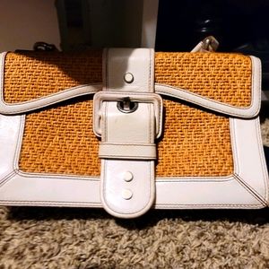 Maxx leather weave straw purse